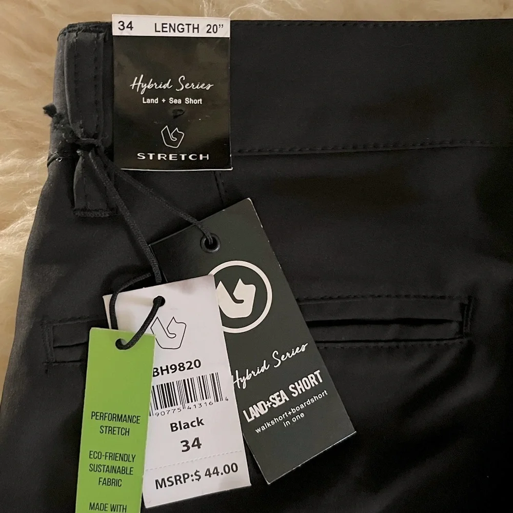 NWT Black Swim & Land Shorts with Zippered Pockets